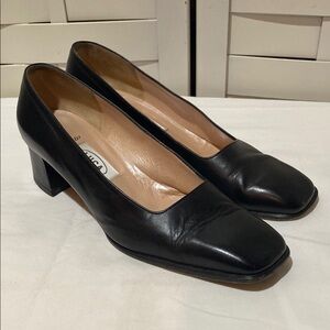Vintage Luca Milano Black Leather Shoes Heels Pumps